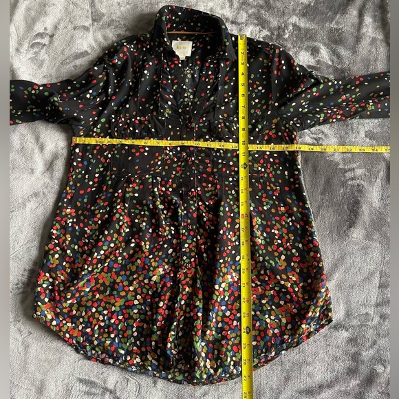 Anthropologie Maeve Wynwood Confetti Print Button Up Blouse Size 4 Pockets - Picture 6 of 11